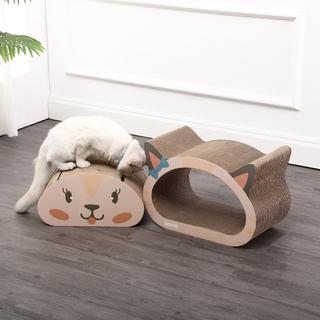 Opal Modern Happy Cat Head 2-in-1 Cat Cave Scratcher with Built-In Bell Toy