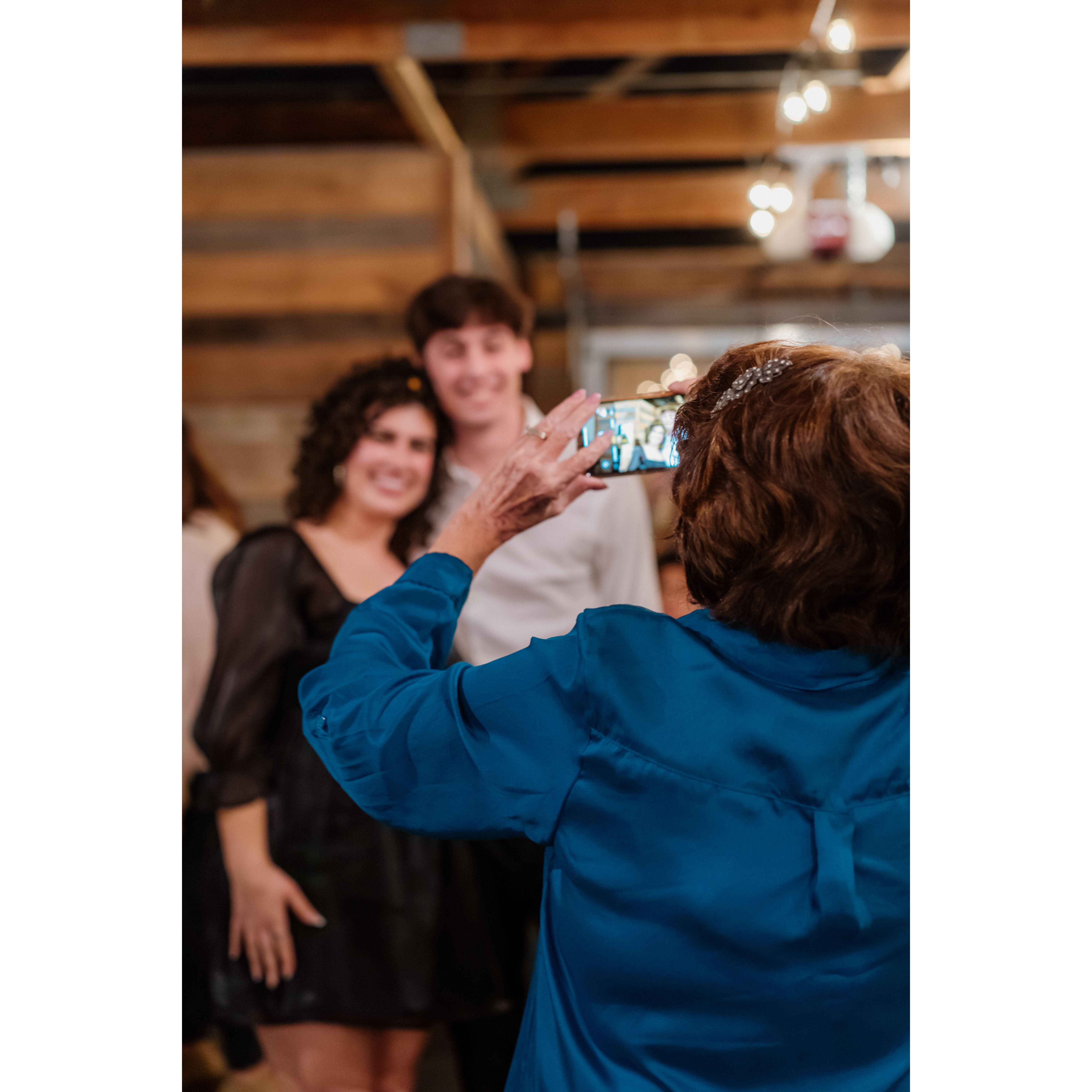LG's grandma taking our picture after our engagement!