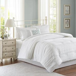 Ken Forging - Madison Park Celeste 5 Piece Comforter Set, White, Queen
