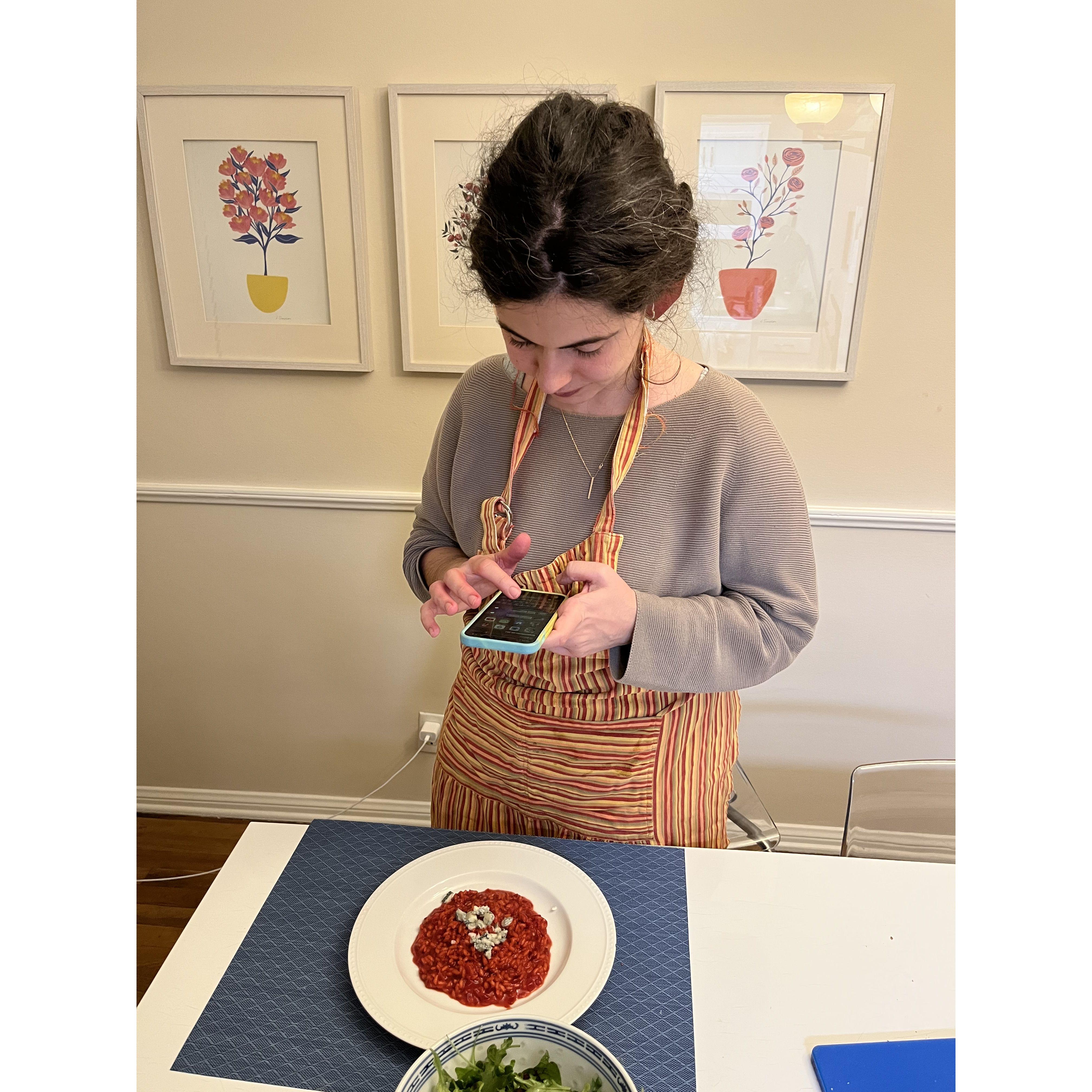 Making Valentine's Day beet risotto