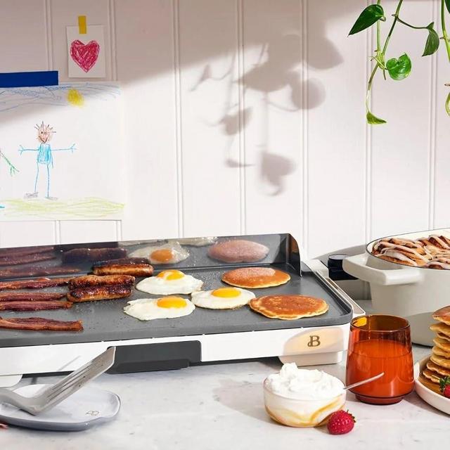 Beautiful Drew Barrymore XL Electric Griddle 12" x 22"- Non-Stick White Icing