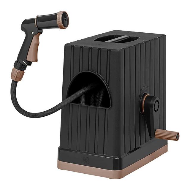 IRIS USA 65.61 FT All-in-One Retractable Hose Reel with Garden Hose, Nozzle and Hose Connector, Black (FHEX)