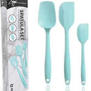 Zoppi Kitchenware - Premium Silicone Spatulas and Spoon with Steel Core - BPA Free and Antibacterial - Heat Resistant 650ºF (BLUE)