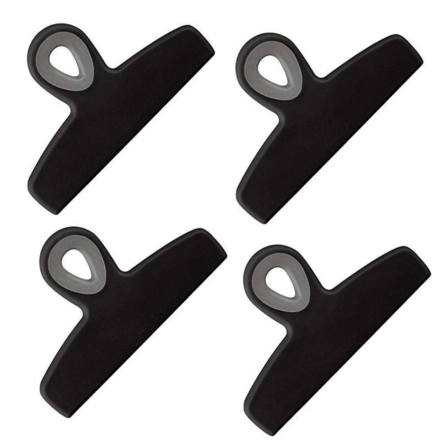 Cook with Color Set of Four Large Heavy Duty Bag Clips, 5" Chip Bag Clips, Large Food Clips for Food Storage with Air Tight Seal Grip for Bread Bags, Snack Bags and Food Bags - (Black)