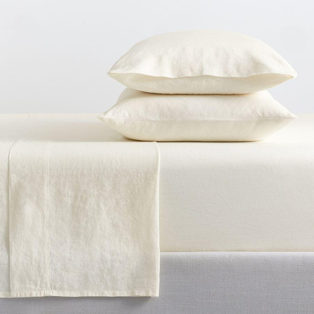 Classic Belgian Flax Linen Sheet Set, Classic Ivory, Full