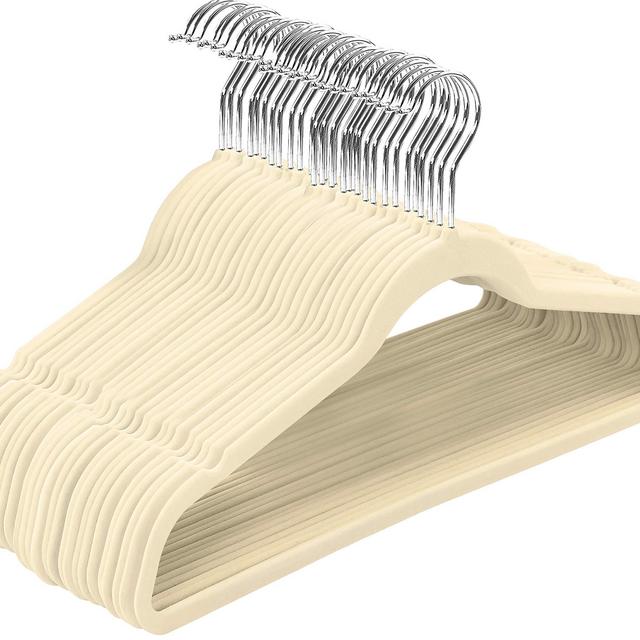 Utopia Home Premium Velvet Hangers - Pack of 50-360-degree rotatable Hook - Durable Slim - Non Slip Hangers for Coat Hangers - Pant Hangers - Ivory