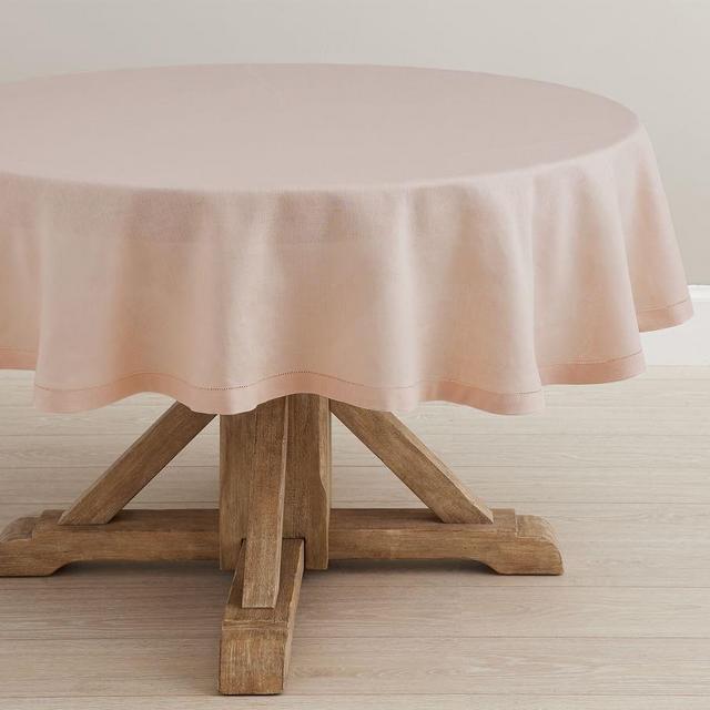 Belgian Linen Round Tablecloth, 70" - Soft Rose