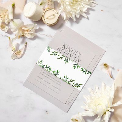 White Wedding Belly Band - Olive Branches