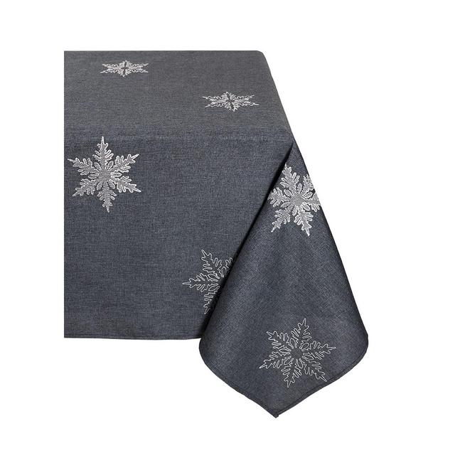 Xia Home Fashions Glisten Snowflake Embroidered Christmas Tablecloth, 70" x 144"