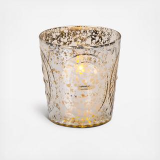 Embossed Gold Mercury Glass Votive, Set of 12