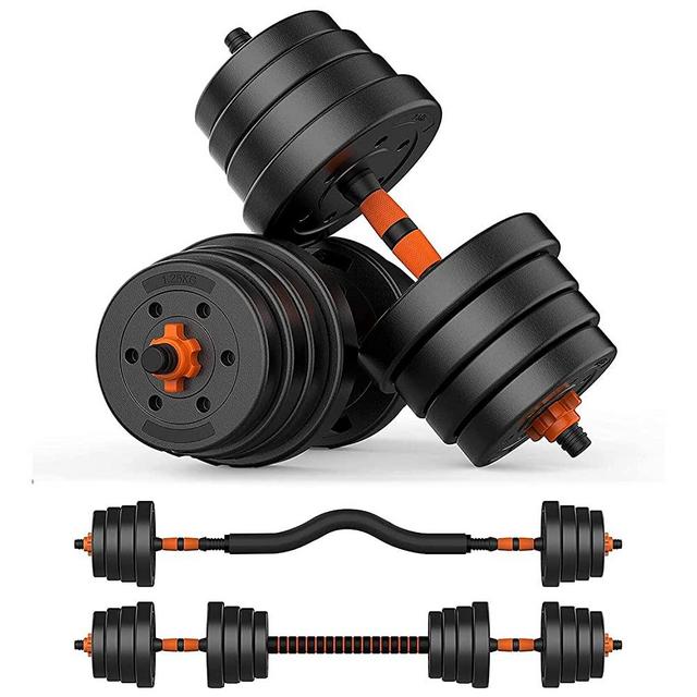 BOSWELL Adjustable Weights Barbell Dumbbells Set, 3 in 1 Non-Slip Neoprene Hand with Connecting Rod for Adults Women Men Workout Fitness,Home Gym Exercise Training Equipment