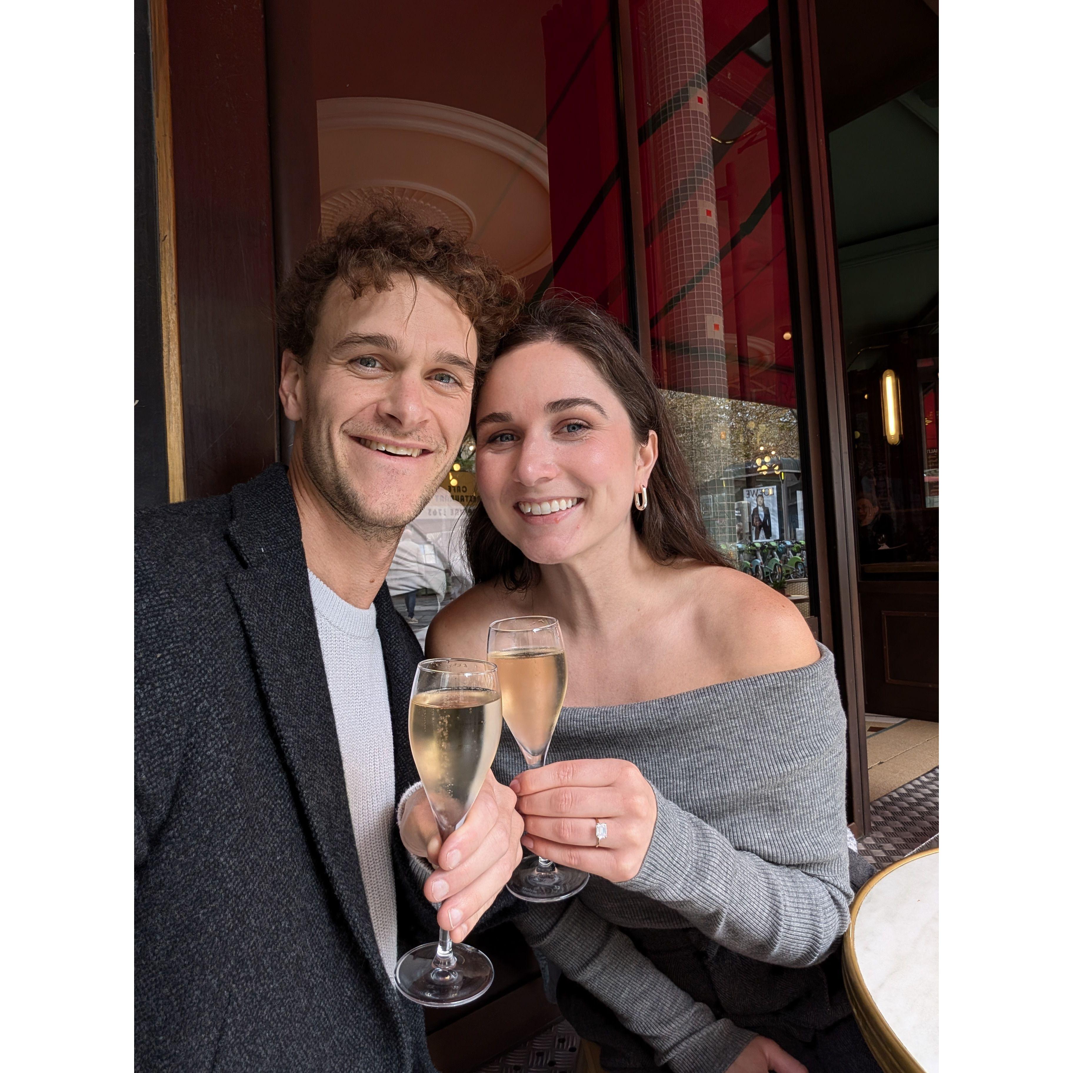 Champagne for our engagement!