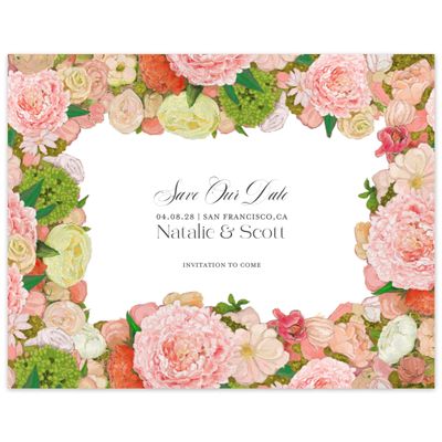 Coral, Pink Wedding Digital Save the Date - Horto Landscape