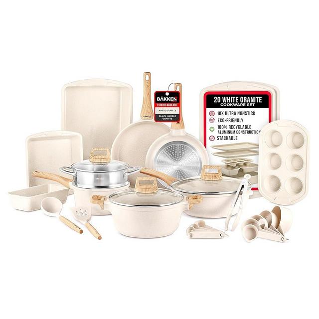 Bakken-Swiss 20-Piece Kitchen Cookware Set – Granite Non-Stick – Eco-Friendly – for All Stoves & Oven-Safe