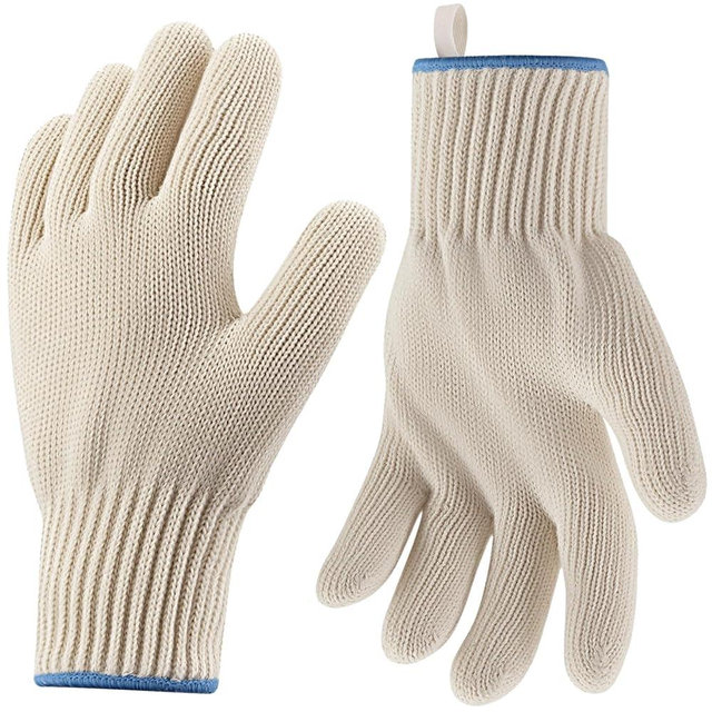 Hovico Heat Resistant Oven Gloves, Ove Glove BBQ Gloves Heat Resistant Cooking Oven Mitts with Fingers Grilling Glove, Full Hand Protection, Grill Gloves for Outdoor Hot Food Handling (Set of 2)