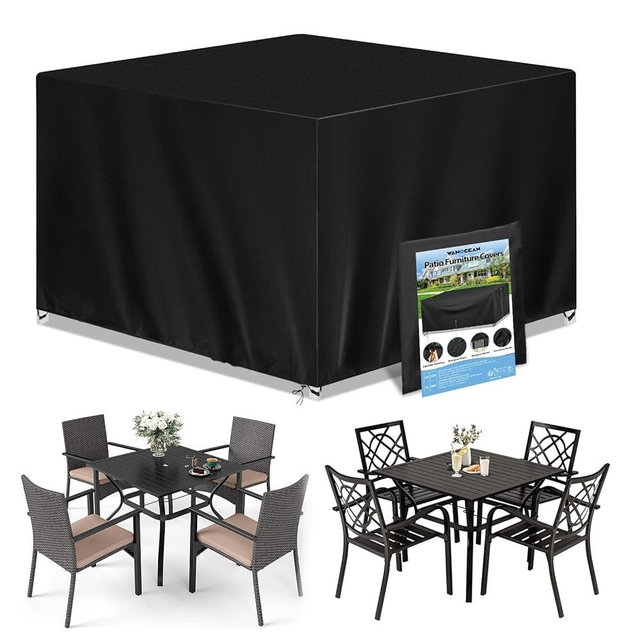 Wanocean Patio Furniture Covers Waterproof, Outdoor Furniture Cover with Storage Bag, Outdoor Table and Chair Cover for Rain, UV, Snow and Dust（55" L x 55" W x 35" H）