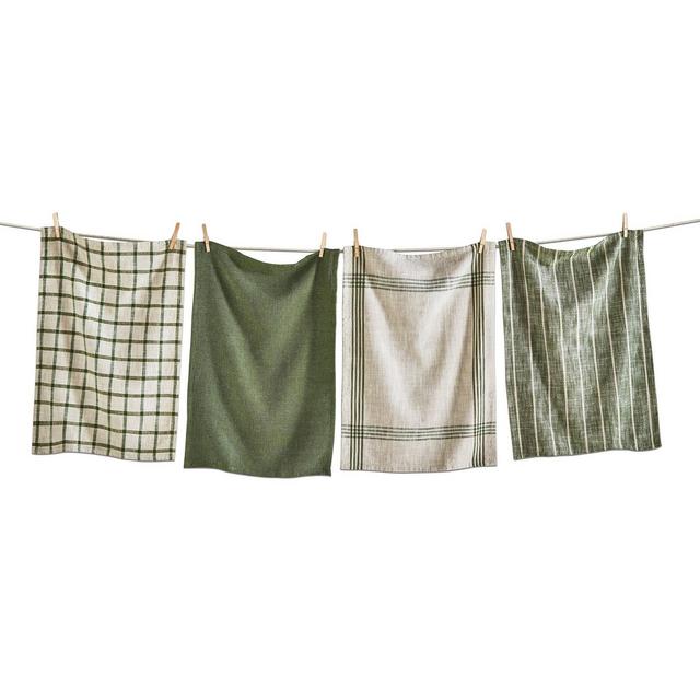 tagltd Canyon Woven Dishtowel Set Of 4 Olive Dish Cloth For Drying Dishes And Cooking