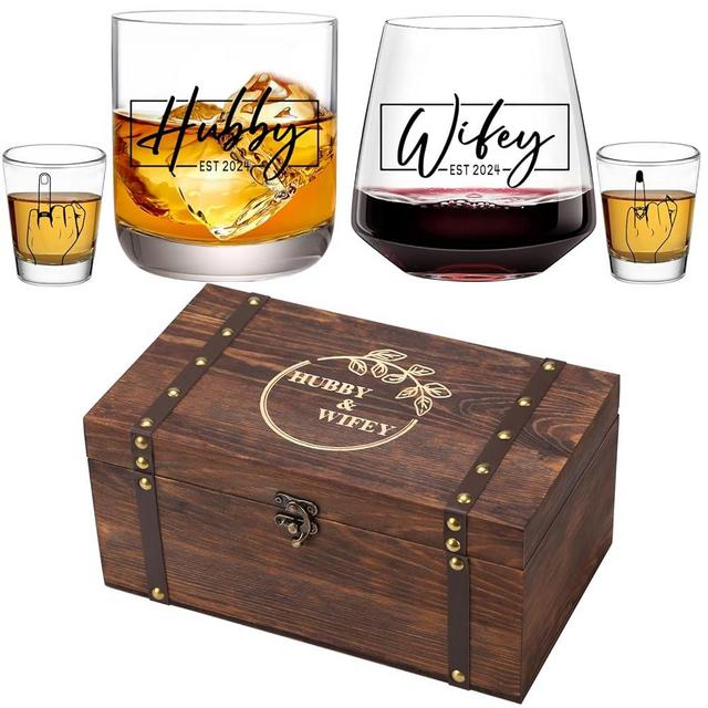 Hubby & Wifey Wedding Keepsake Box Set, Bridal Shower Gifts,Unique Wedding Engagement Gifts for Couples Mr Mrs Storage Gift Box,Newly-Married Gifts