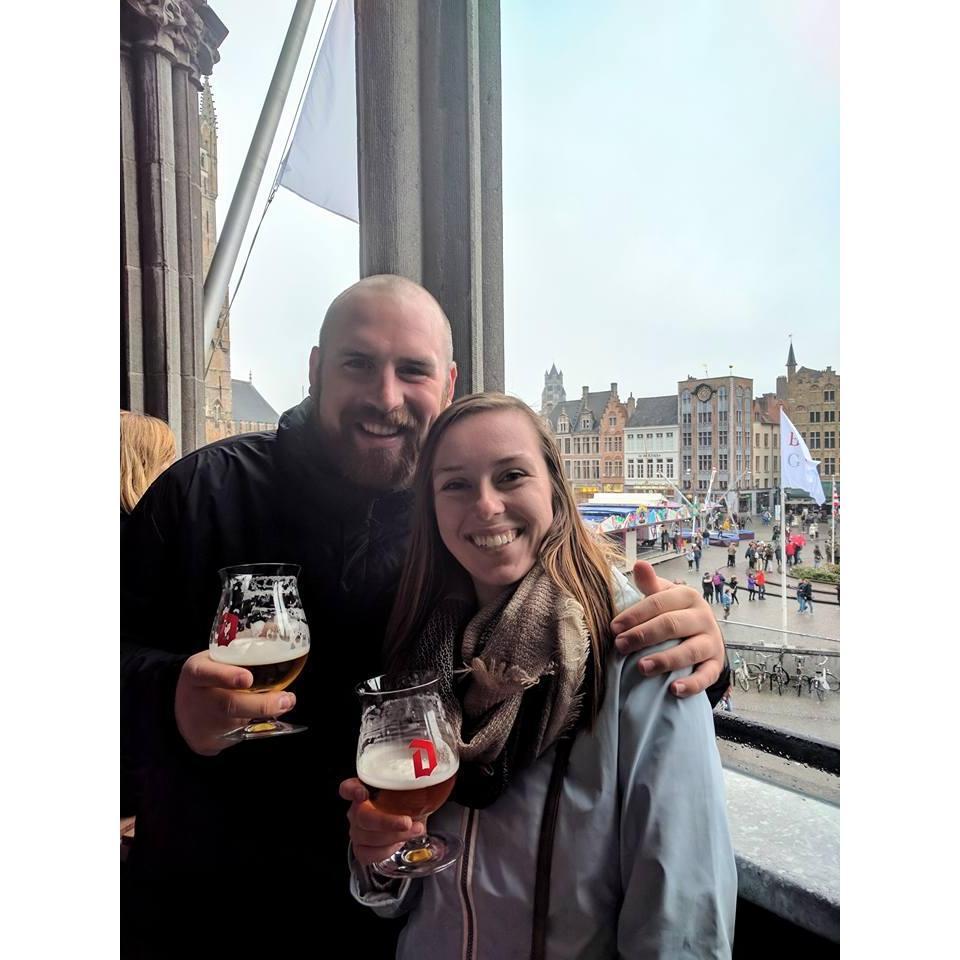 Beer and chocolate made for a happy Ellen and Mason in Belgium 2017