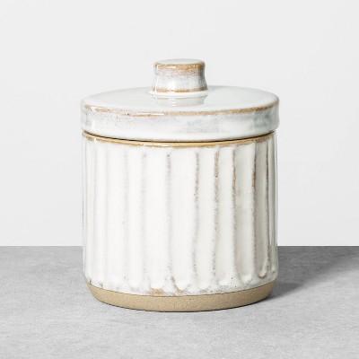 Small Stoneware Bath Canister Reactive Glaze Light Sour Cream - Hearth & Hand™ with Magnolia