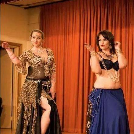 Christina and Sarah performing.