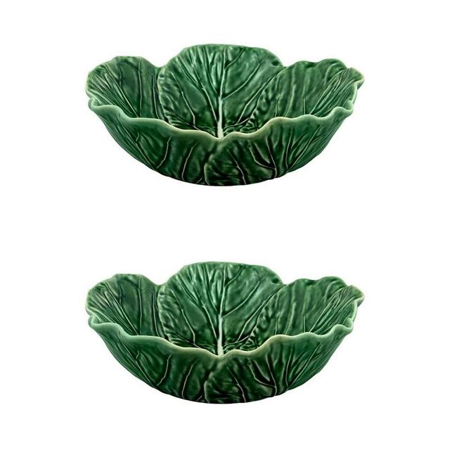 Bordallo Pinheiro Cabbage Salad Bowls, 27 oz, Set of 2, Green