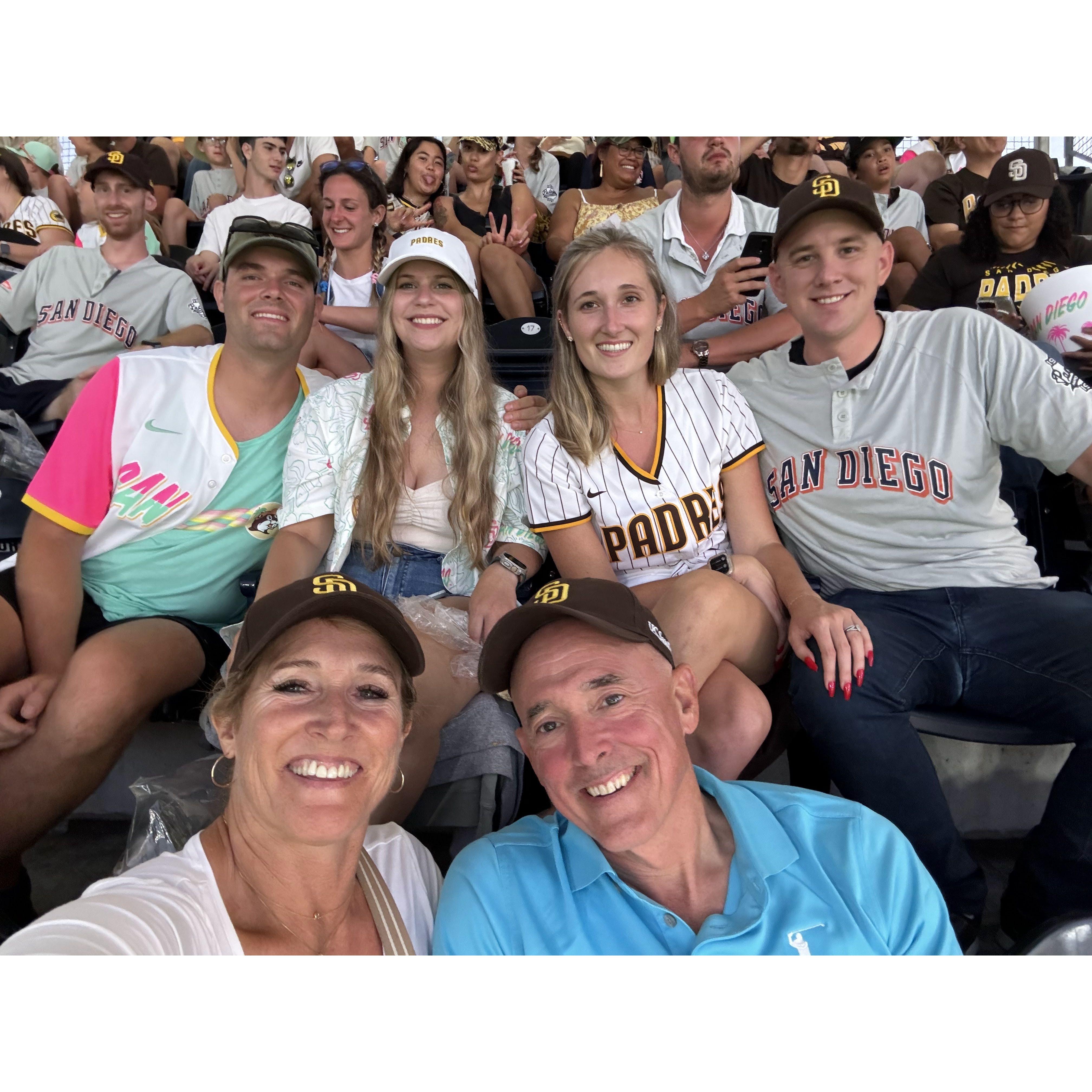 The family supporting our Padres for a Monday night game.