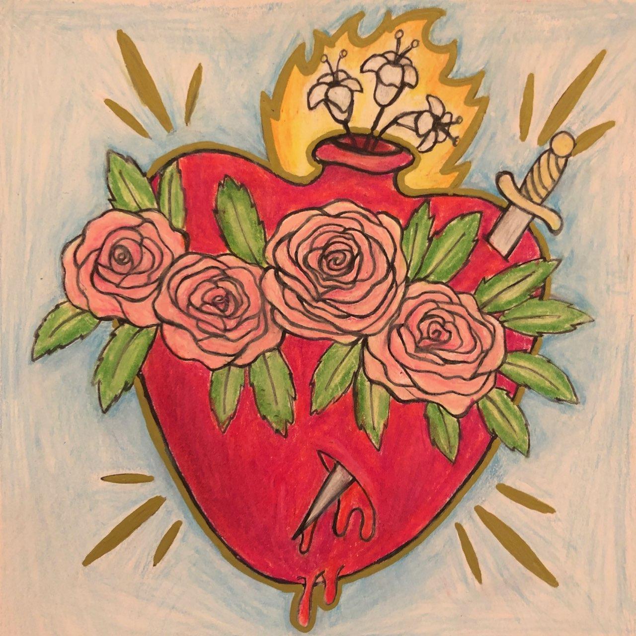 Sara understands the Immaculate Heart of Mary as a continuation of the eternal flame of Vesta. On the other side of suffering, there is vitality & flourishing. Art by Sarah Graziano.