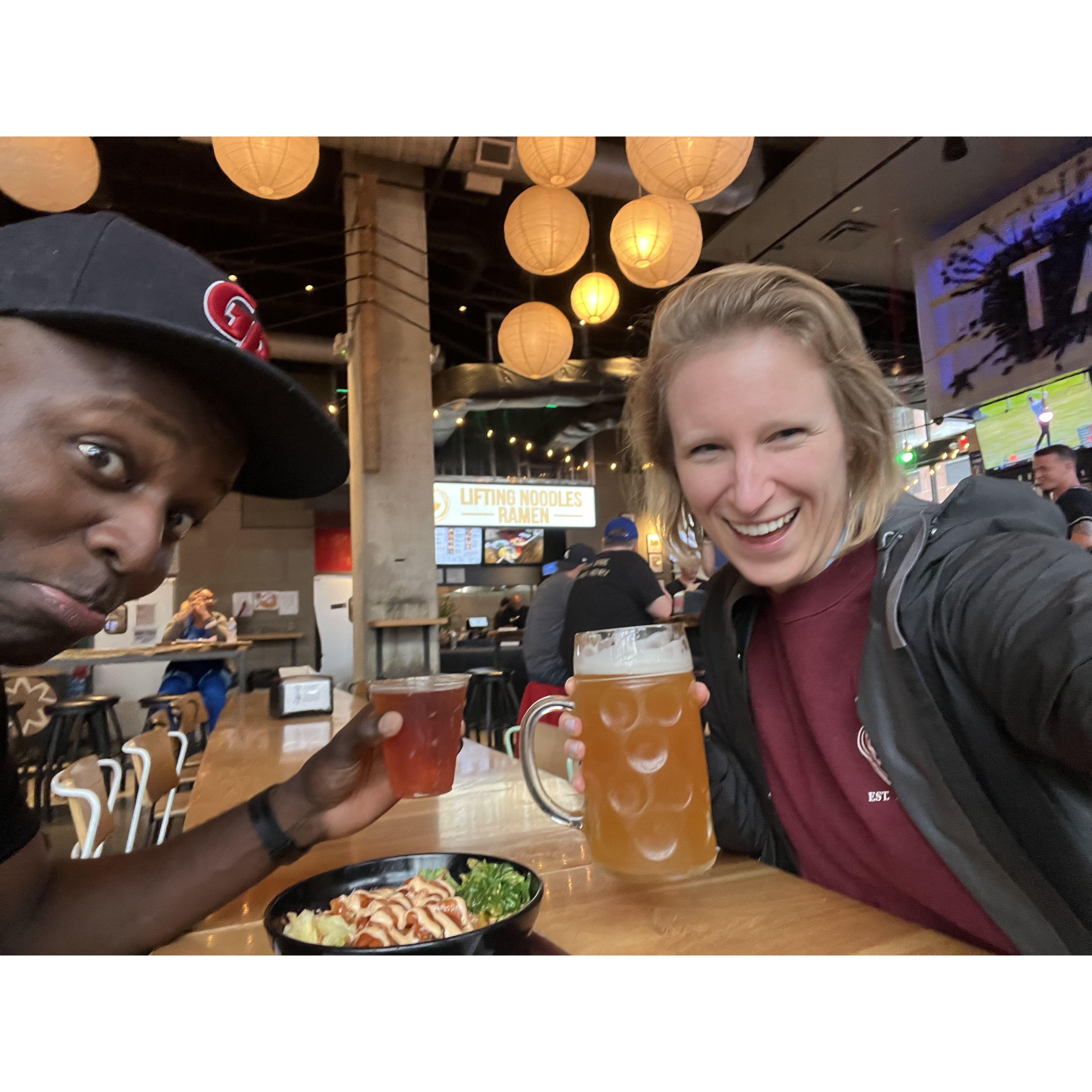 Only one of us made the right choice of beer size