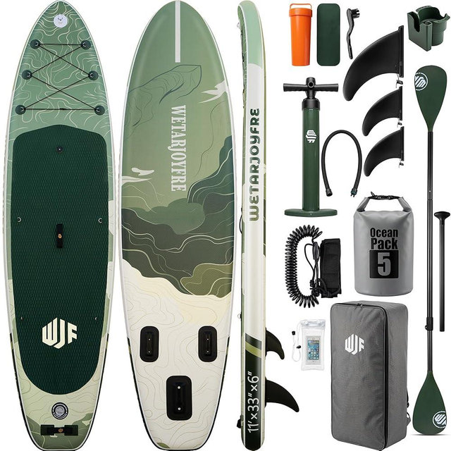 Wetarjoyfre Inflatable Paddle Board SUP Board for Adults, Ultra-Light Stand Up Paddleboard with 450Lbs Capacity, Non-Slip Deck & Complete Accessories for Youth & Pets