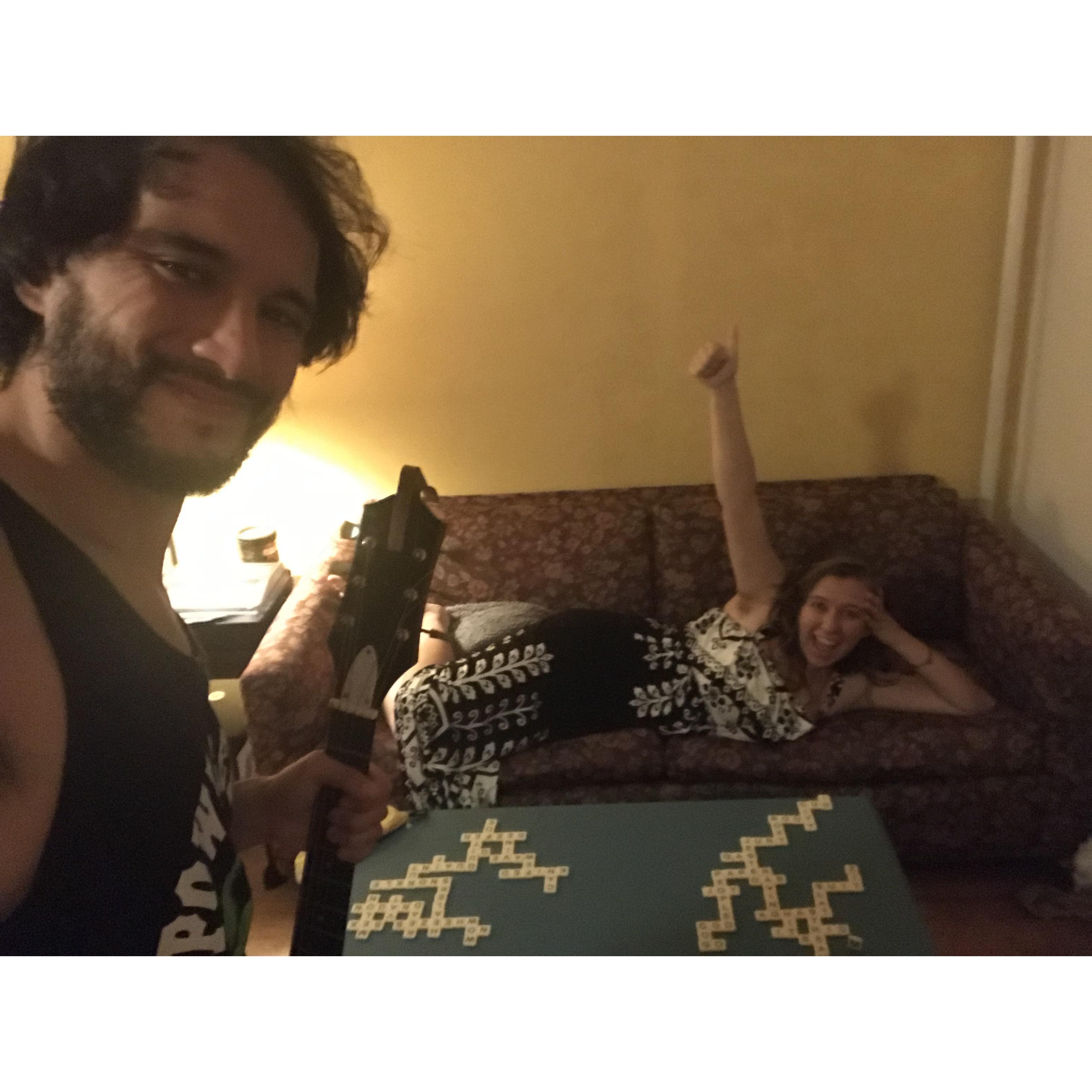 July 2020: Pandemic activities like Bananagrams and playing songs