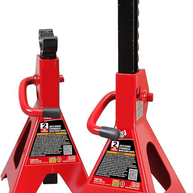 BIG RED AT42002R-3 Torin Jack Stands (1 Pair): Exceptional Use for Cars, Sedans, and Most Automobiles - 2 Ton (4,000 lb.) Capacity, Red