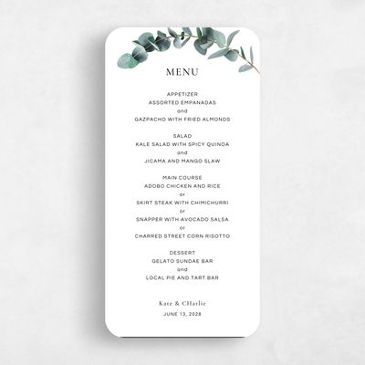 Green Rounded Wedding Menu - Galata