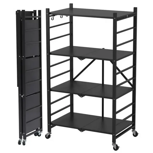 SKONYON 4-Tier Storage Shelves Foldable Metal Shelves Utility Shelving Units