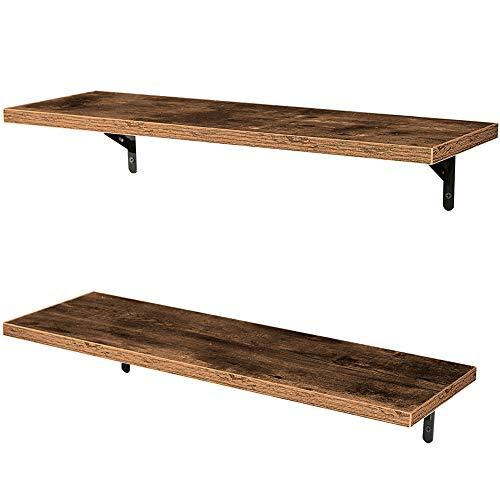 SUPERJARE Wall Mounted Floating Shelves, Set of 2, Display Ledge, Storage Rack for Room/Kitchen/Office - Retro Brown