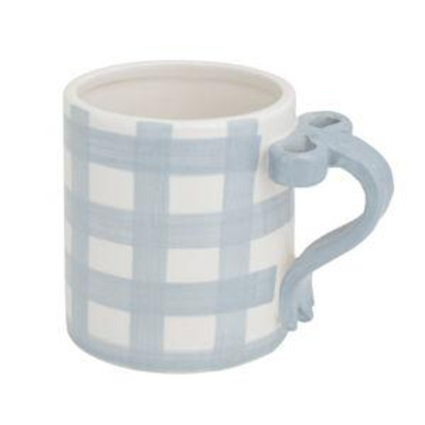 Gingham Bow Handle Mug