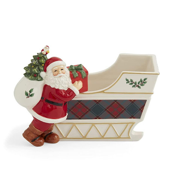 Spode – Christmas Tree Santa Sleigh Candy Jar-Measures at 8"