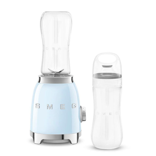 SMEG 50's Retro Style Personal Blender with Backlit Knob and Two 600 ML BPA Free bottles PBF01PBUS Pastel Blue