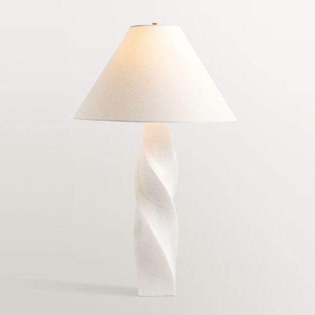Matilda Twisted 26" Table Lamp, Marble White