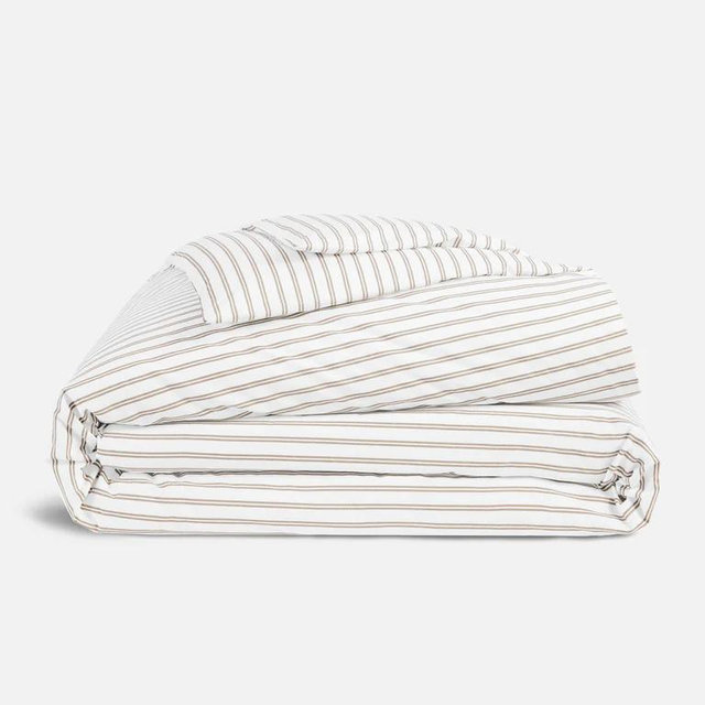 Classic Percale Duvet Cover - Tandem Stripe in Pebble - KING
