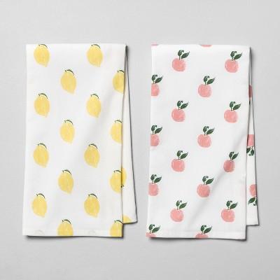 2pk Multi Fruits Kitchen Towel Yellow/Peach - Opalhouse™