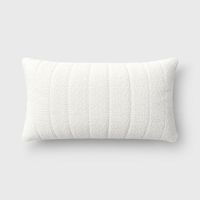 Oversized Channeled Boucle Lumbar Throw Pillow Ivory - Threshold™