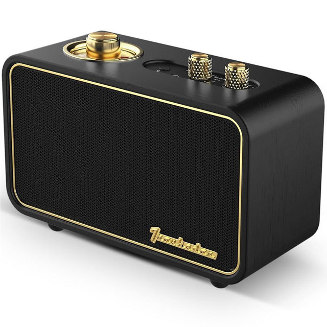 TRENBADER Retro Bluetooth Speaker Artlink Stero Wireless Speaker Walnut Wooden AM/FM Radio Small Vintage Bluetooth Speaker with Bluetooth 5.0 Connection for Gift, Party, Travel, Office,Home Black