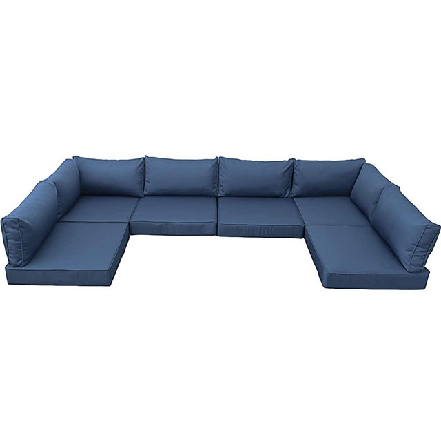 Valita Outdoor Furniture Replacement Cushions, Fits 7-Piece Sectional Rattan Conversation Set, Patio Water-Resistant Replacement Sofa Cushions, Liner&Cover (Navy Blue)