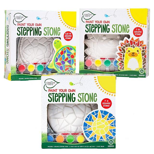 Creative Roots Paint Your Own Stepping Stones Multipack with Turtle, Hedgehog & Sun Stepping Stones by Horizon Group USA