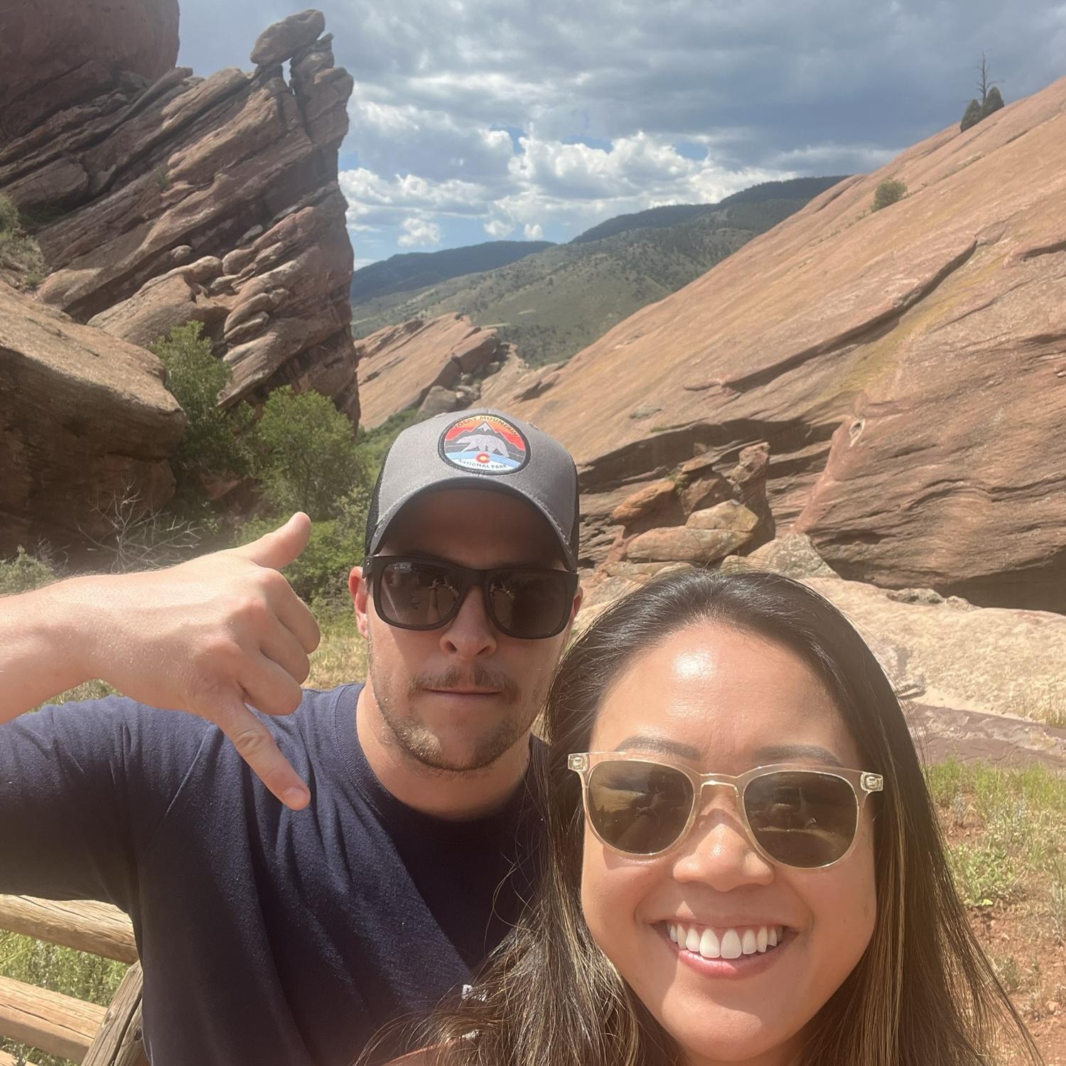 Red Rocks in Denver. Kevin and his Shaka pose 🙄 no matter where we go