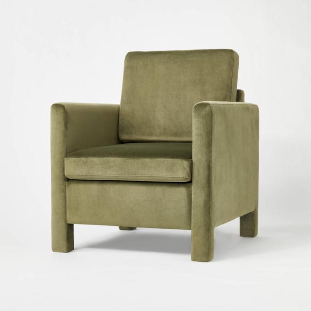 Bellfield Fully Upholstered Accent Chair Olive Green Velvet - Threshold™ designed with Studio McGee