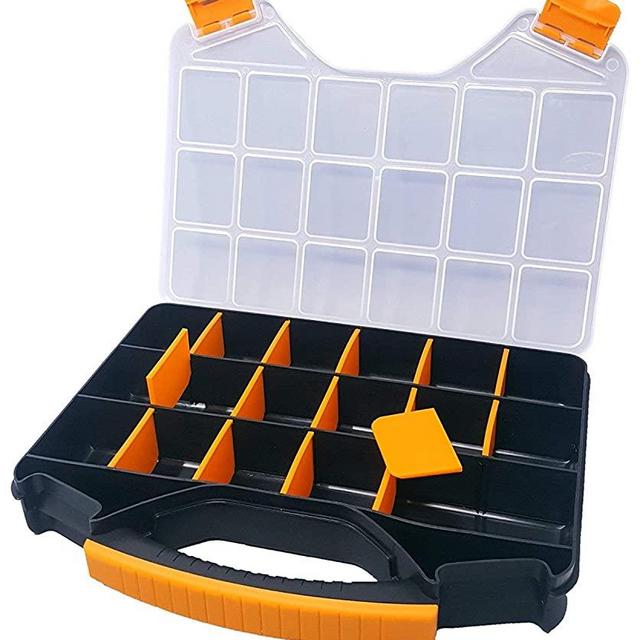 Massca Hardware Box Storage. Hinged Box Made of Durable Plastic in a Slim Design with 18 compartments. Excellent for Screws Nuts and Bolts.