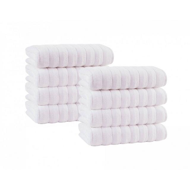 8pc Vague Turkish Cotton Hand Towel Set White - Enchante Home