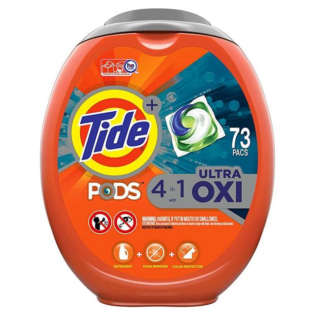 Tide Pods Ultra Oxi Liquid Laundry Detergent Pacs, 73 Count, Packaging May Vary